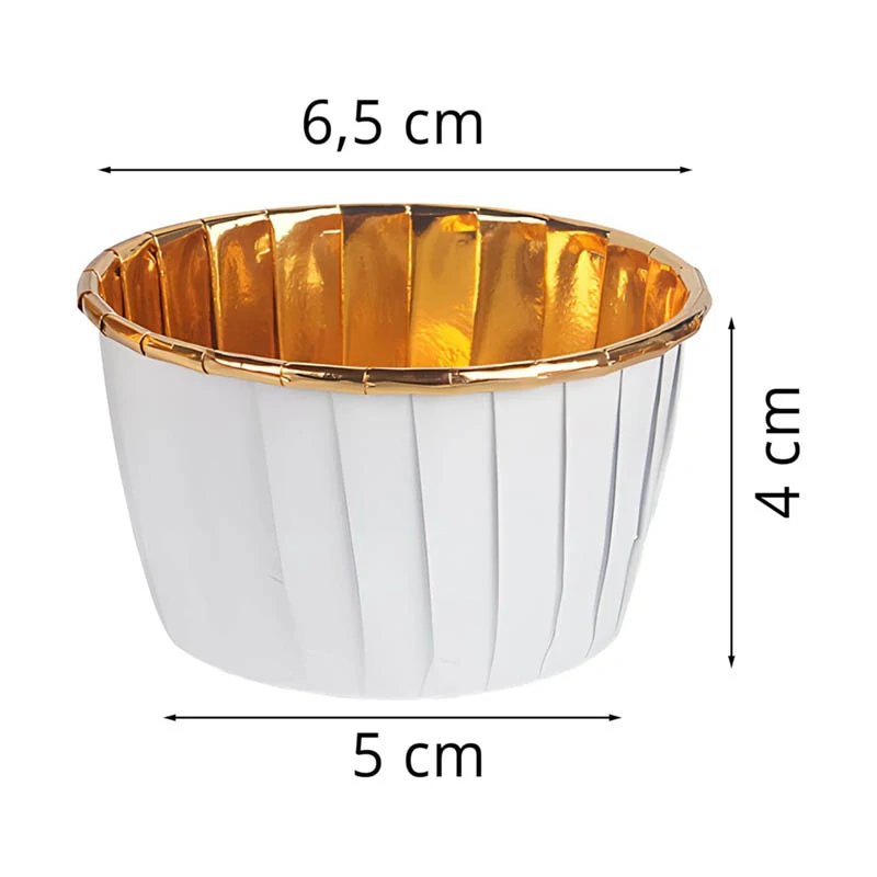 Papierové formičky na muffiny a dezerty bielo-zlaté – sada 50 ks