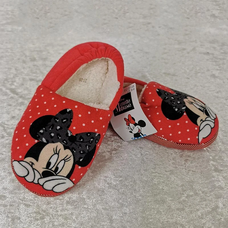 Detské papuče Minnie Mouse červené s bodkami – veľkosť 23-24