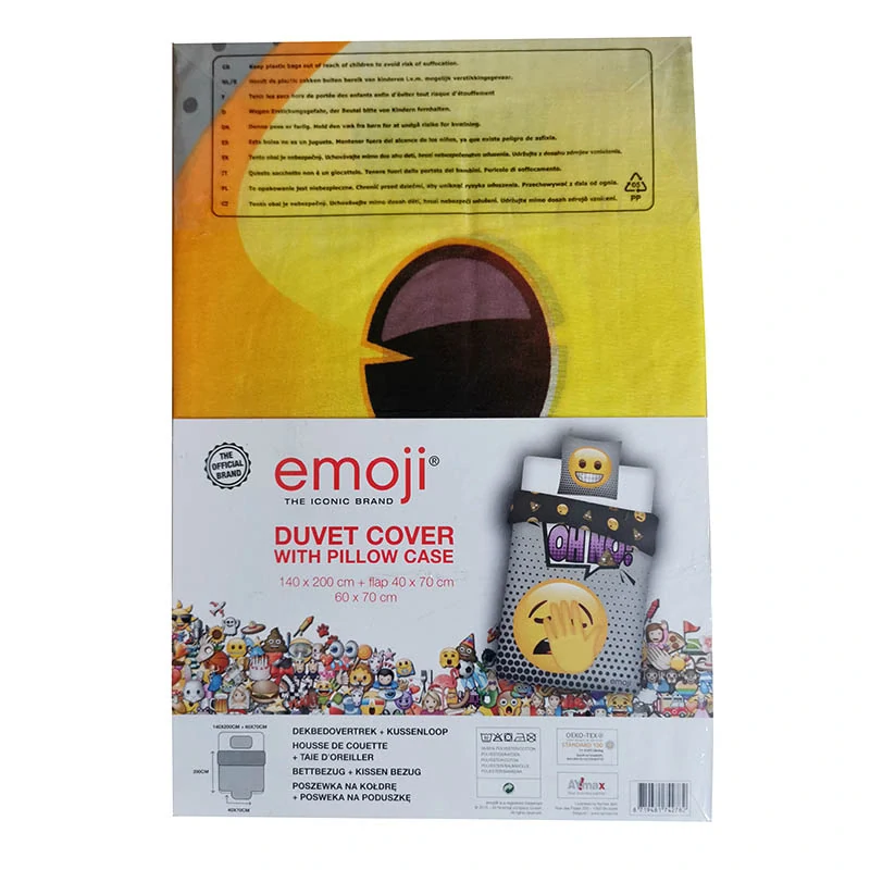 Posteľná bielizeň Emoji OH NO! – 140 × 200 cm + 60 × 70 cm, sivá