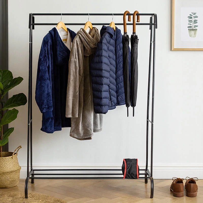 Stojanový vešiak na oblečenie s policou na topánky 148cm čierny