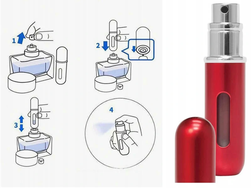 Cestovný rozprašovač na parfémy 5 ml červený
