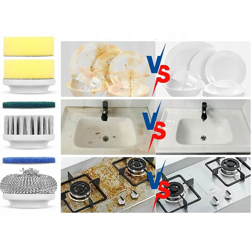 Elektrická rotačná čistiaca kefka 5v1 sivá