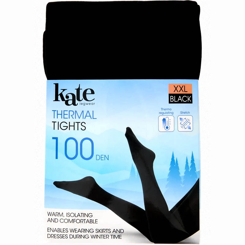 Dámske termo legíny bezšvové 100 DEN čierne XXL