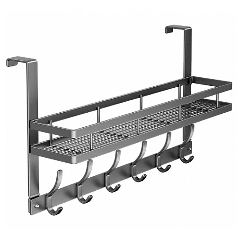 Kovový vešiak na dvere s poličkou a háčikmi 51cm