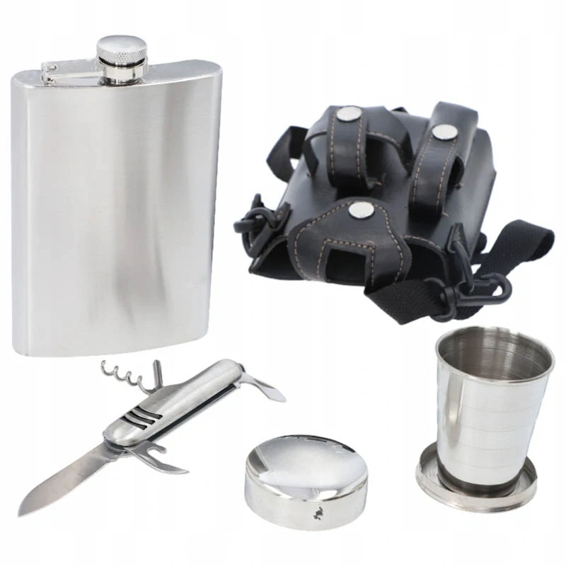 Turistická sada s ploskačkou, pohárikom a multifunkčným nožíkom