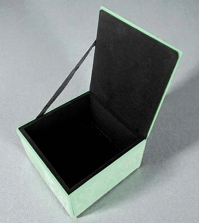 Sklenená šperkovnica so semišovou výstelkou, zelená, 11 × 11 × 6,5 cm