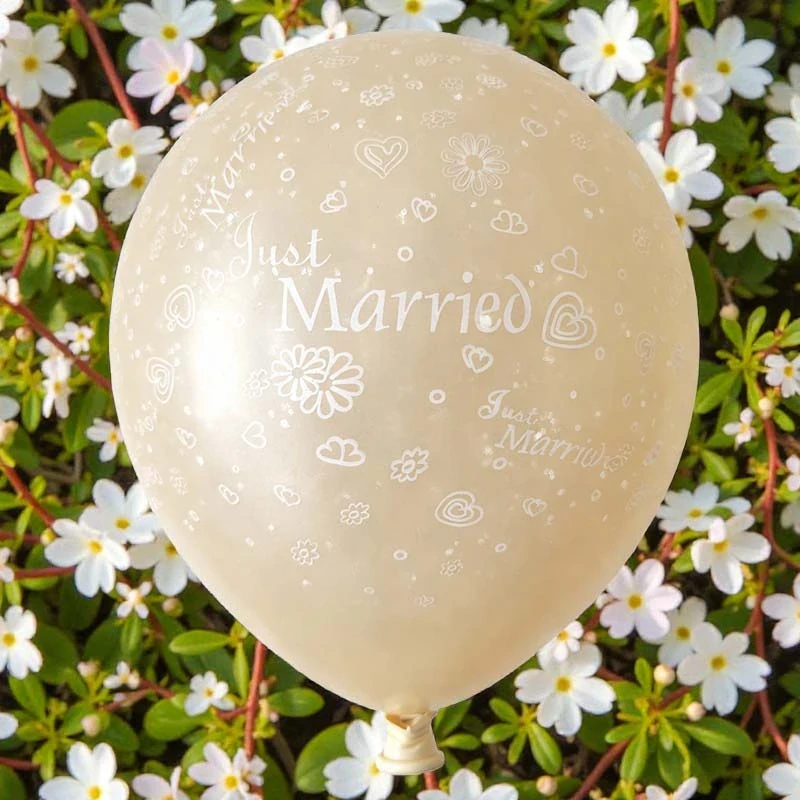 Svadobný balón „Just Married“, krémový, cca 50 cm