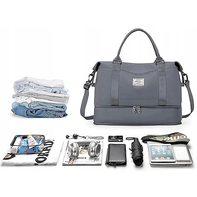 Cestovná taška – príručná batožina s kozmetickou taškou, sivá
