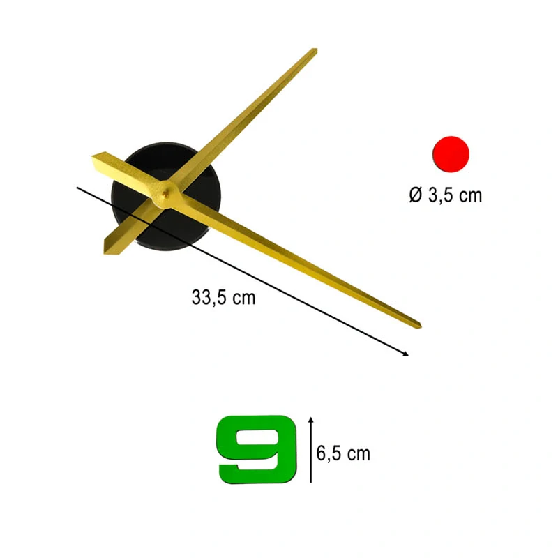 Nalepovacie nástenné hodiny DIY s farebnými značkami a zlatými ručičkami 80–90 cm