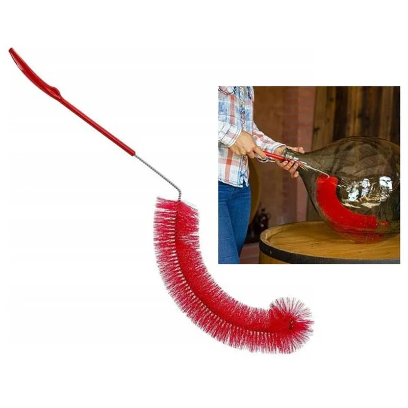 Zahnutá kefa na umývanie demižónov a balónov 65 cm