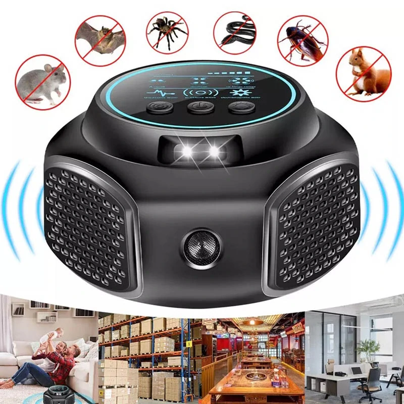 Ultrazvukový odpudzovač hlodavcov a hmyzu s LED svetlom