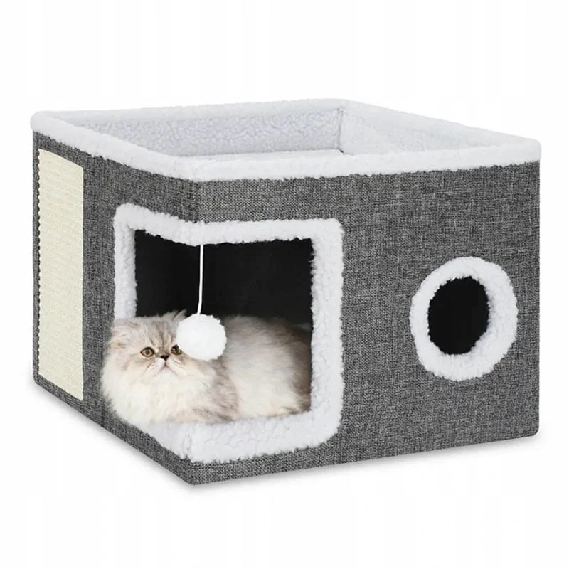 Domček pre mačku 2v1 so škrabadlom a pelechom