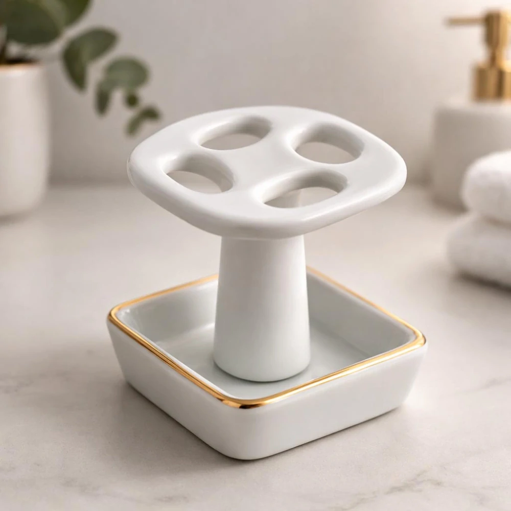 Reutterr Porzelan - Stojan na zubné kefky s odkvapkávacou miskou 9 × 8 cm