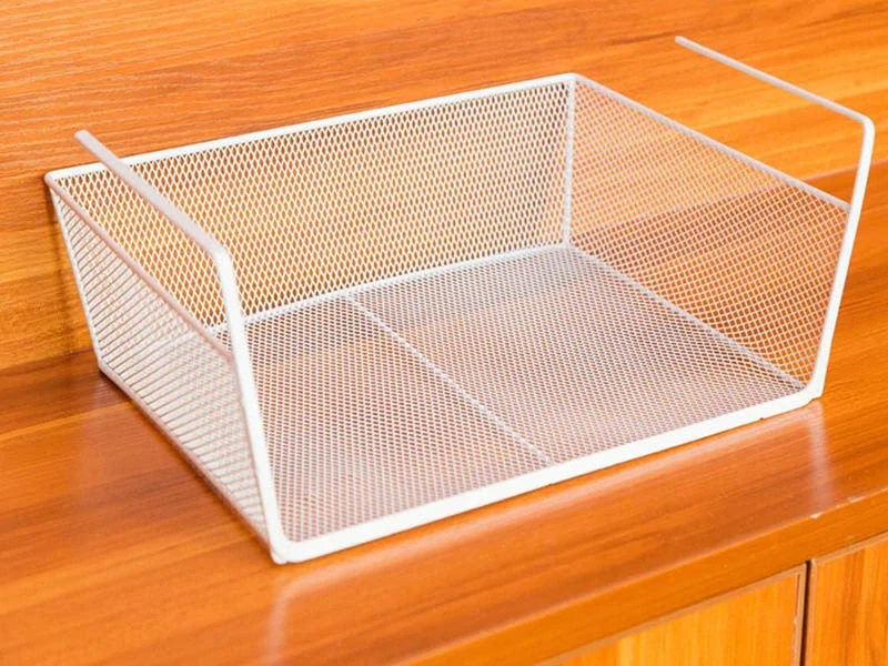 Závesný kovový organizér pod skrinku 28 x 25 x 10cm biely