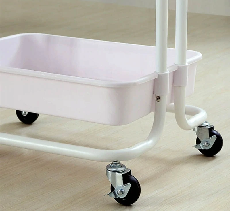 Mobilný regál na kolieskach s tromi policami 78 cm biely