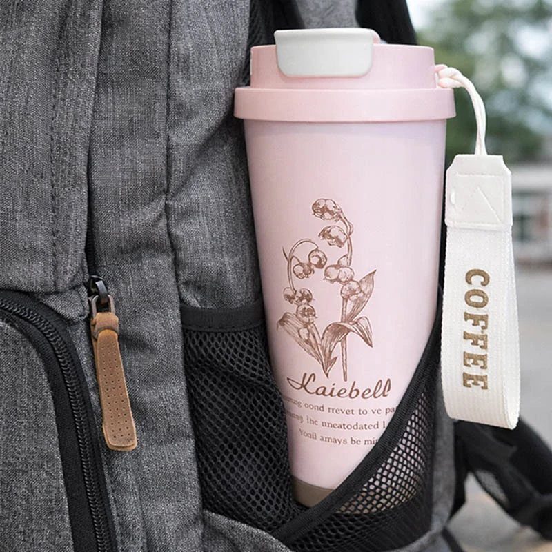 Termohrnček 530 ml so slamkou ružový