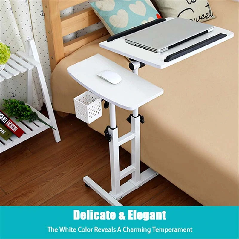 Nastaviteľný stolík na notebook na kolieskach s dvoma pracovnými doskami