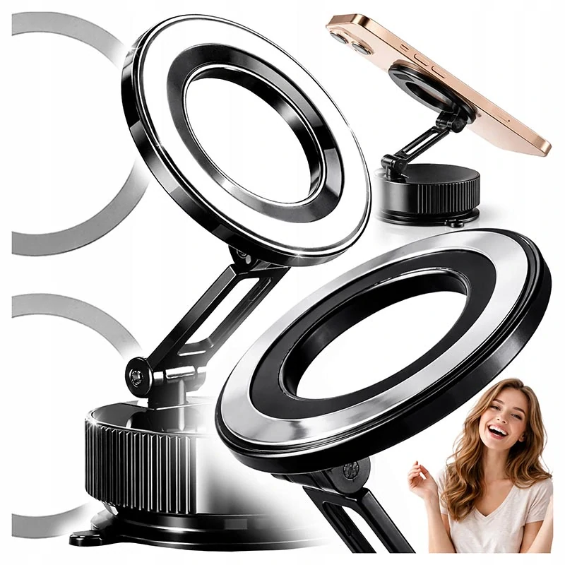 Magnetický držiak na telefón do auta, nastaviteľný, čierny