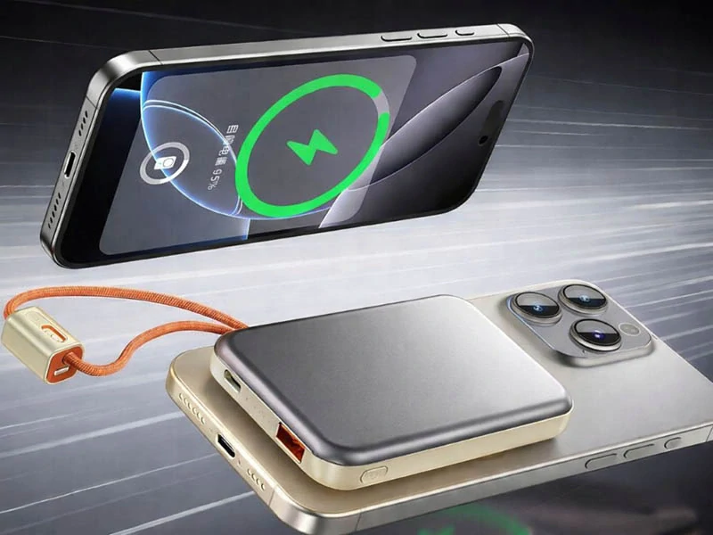 Powerbanka 10000 mAh s bezdrôtovým nabíjaním krémová