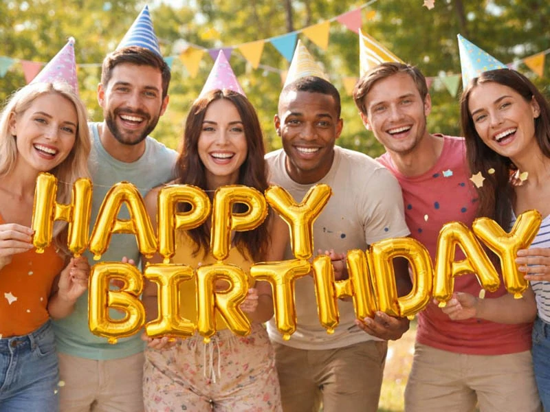 Zlatá balónová girlanda HAPPY BIRTHDAY