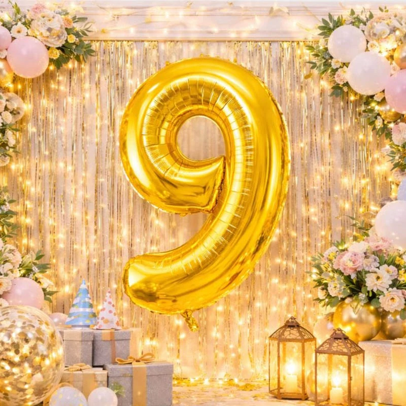 Fóliový balón číslo 9 zlatý 66 cm