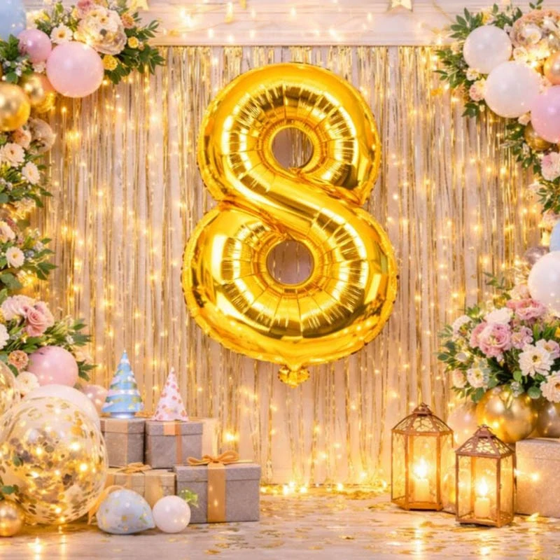 Fóliový balón číslo 8 zlatý 66 cm