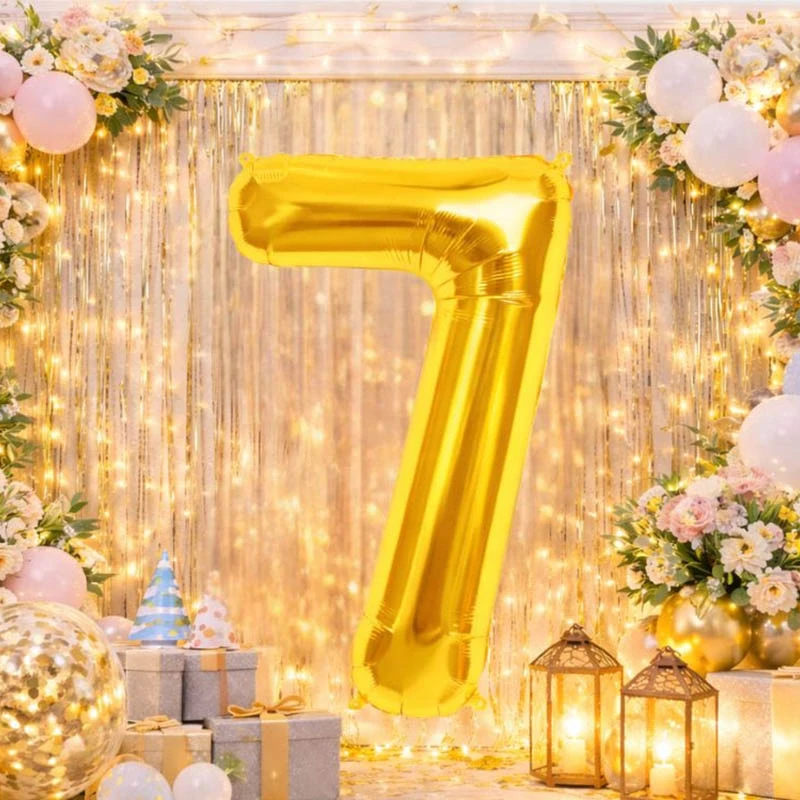 Fóliový balón číslo 7 zlatý 66 cm