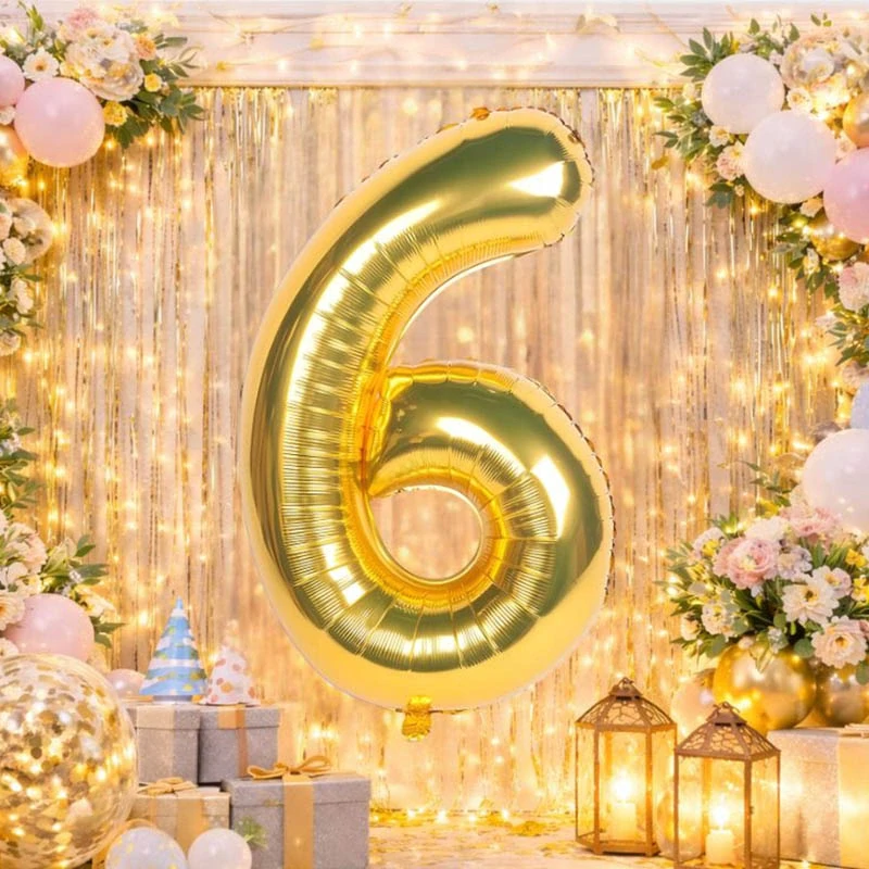 Fóliový balón číslo 6 zlatý 66 cm