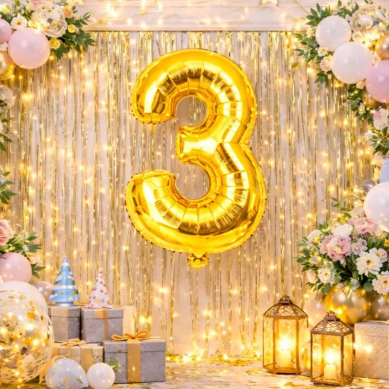 Fóliový balón číslo 3 zlatý 66 cm