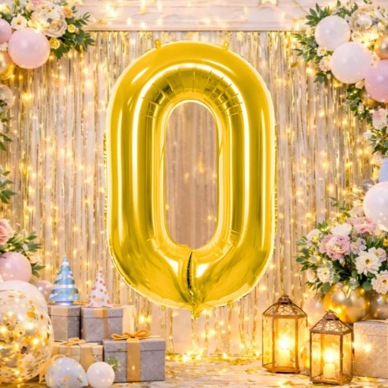 Fóliový balón číslo 0 zlatý 66 cm