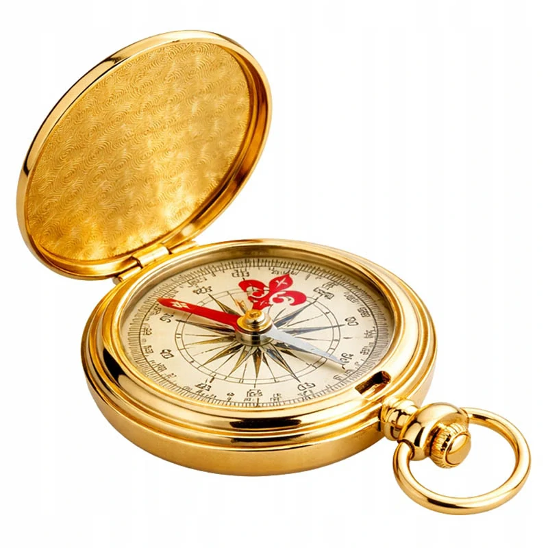 Vreckový kovový kompas zlatý