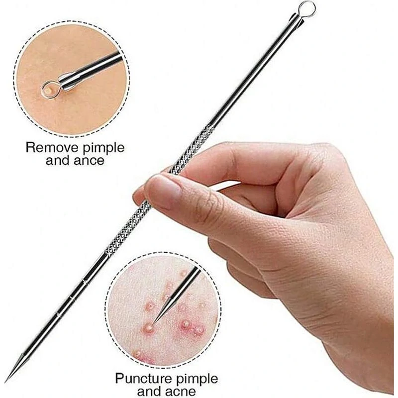 Kozmetická ihla a lyžička na čistenie pleti – obojstranný nástroj z nehrdzavejúcej ocele