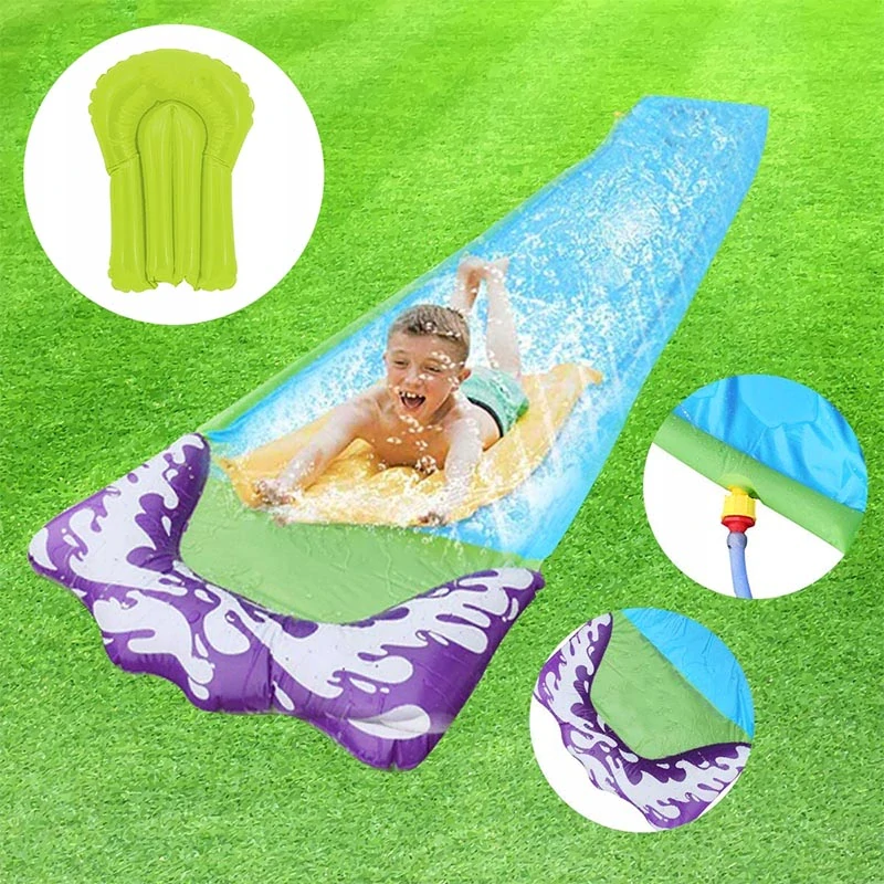 Vodná šmykľavka s fontánou a nafukovacou doskou 480 cm