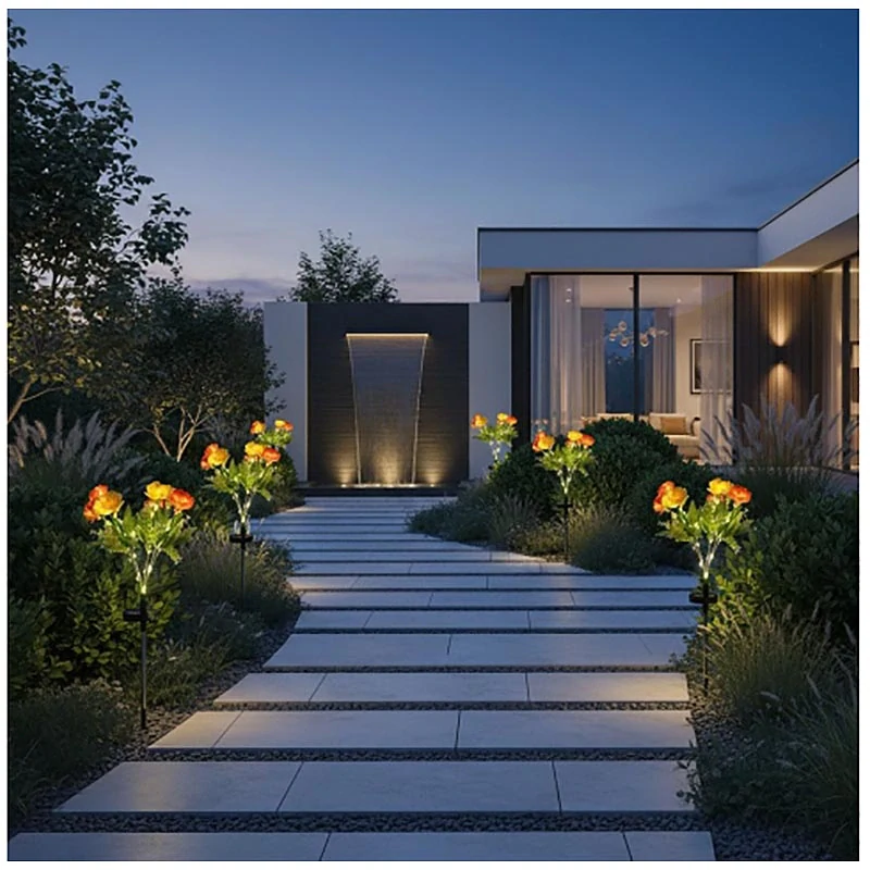 Solárna LED záhradná lampa v tvare kvetov 2 ks