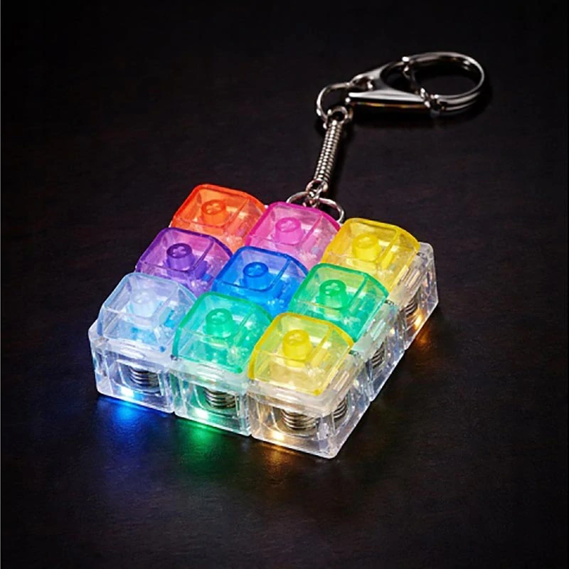 LED antistresový kliker s prepínačmi – fidget kľúčenka RGB
