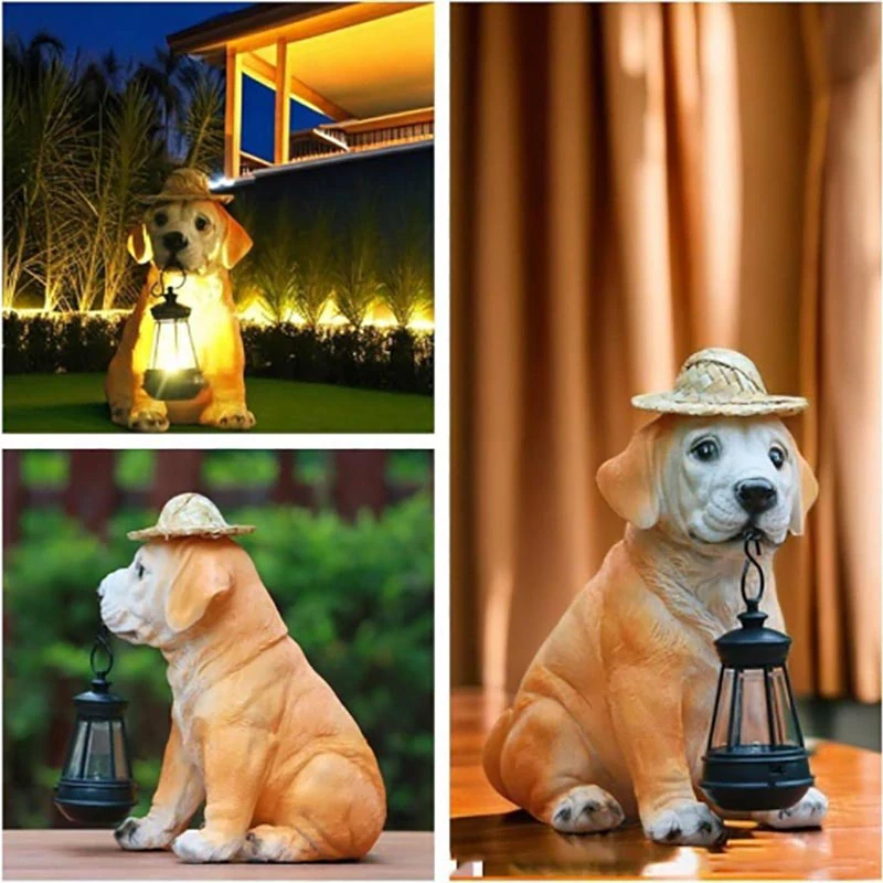 Solárny lampáš Labrador s klobúkom