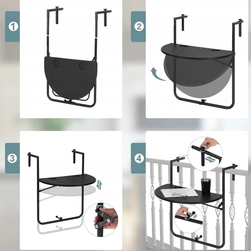 Skladací balkónový stôl na zábradlie