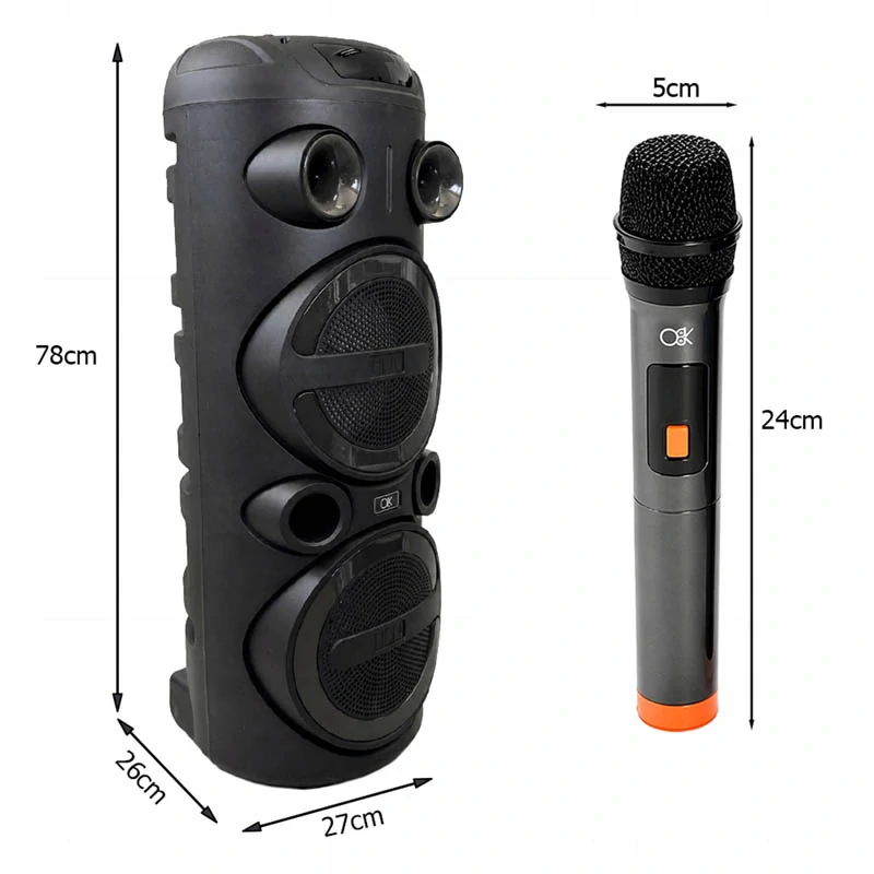 Bezdrôtový Bluetooth reproduktor karaoke s mikrofónom 78 cm