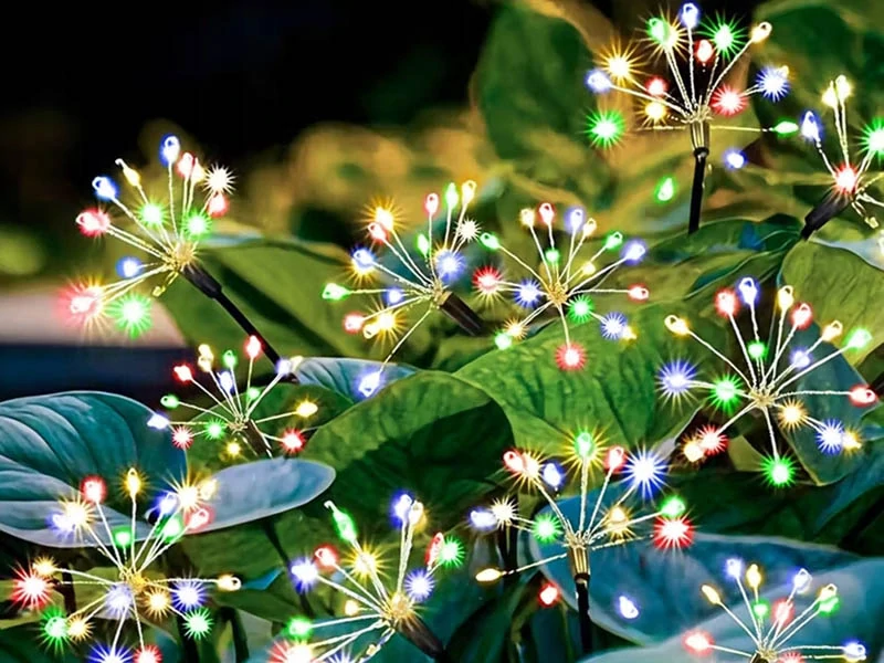 Solárna záhradná LED lampa s efektom ohňostroja – 2 ks
