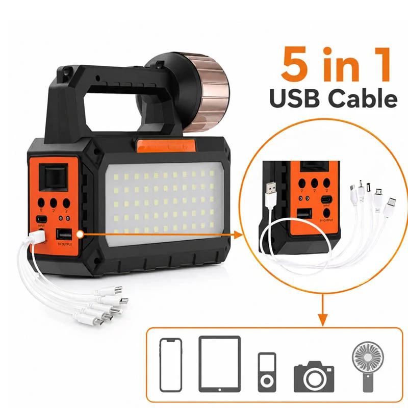 Solárna kempingová lampa LED s rádiom, Bluetooth a 3 žiarovkami