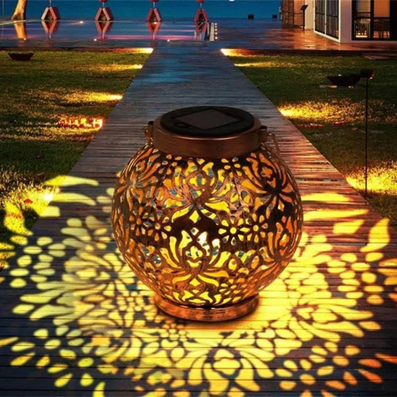 Solárny LED lampión solárny medený