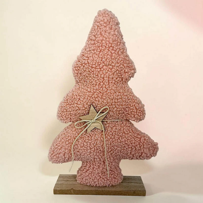 Vianočný dekoratívny stromček z buklé kožušiny 38 cm ružový