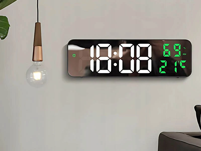 LED digitálny budík s teplomerom, vlhkomerom a zrkadlom