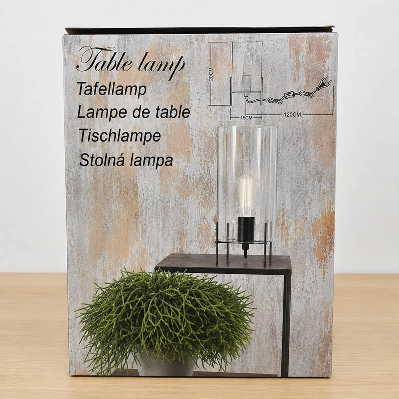 Stolová lampa Loft E27 s dymovým skleneným tienidlom 27 cm