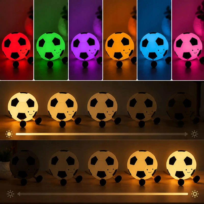 LED nočné svetlo Futbalová lopta 10 cm