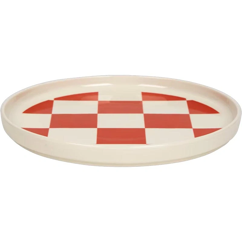 Retro dekoratívny tanier s kockovaným vzorom 28 cm