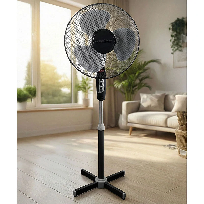 Stojanový ventilátor Esperanza HURRICANE 16" 50 W – čierno-sivý