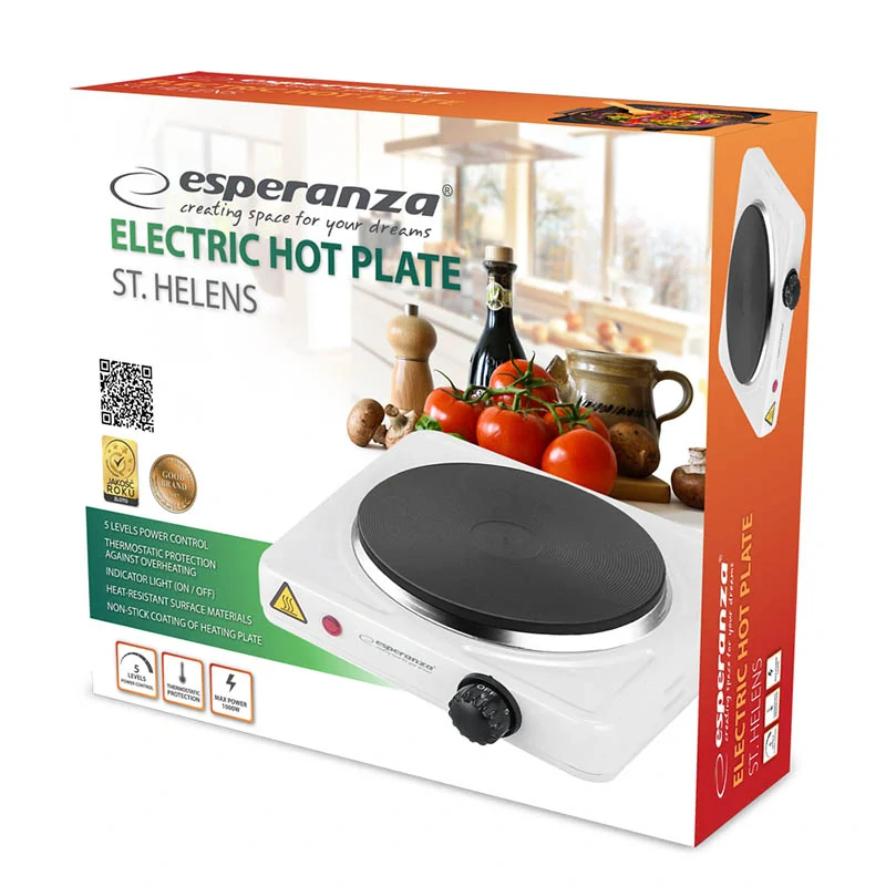 Elektrický jednoplatničkový varič Esperanza ST. HELENS 1000 W