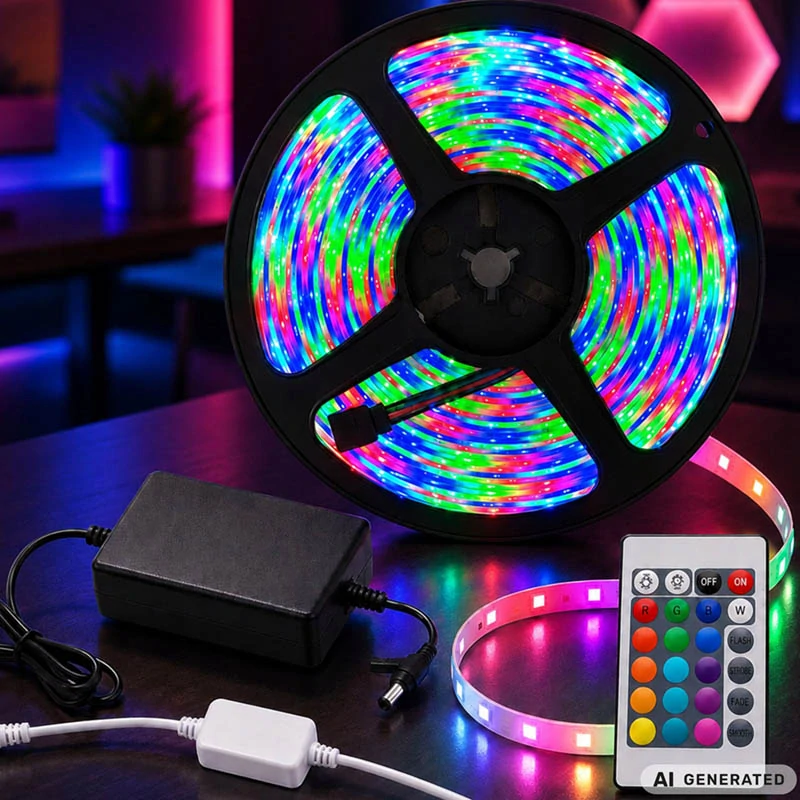RGB LED pás 10 m 2835, 12 V, s aplikáciou, ovládačom a Music Sync