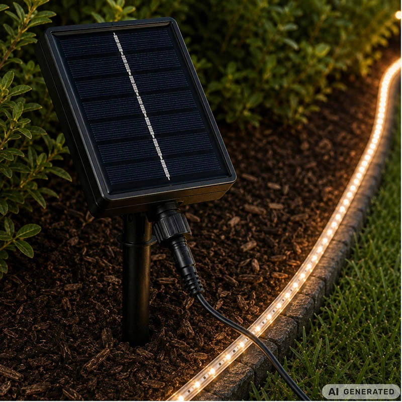 Solárny RGB LED pás 5 m IP65 s diaľkovým ovládaním a časovačom